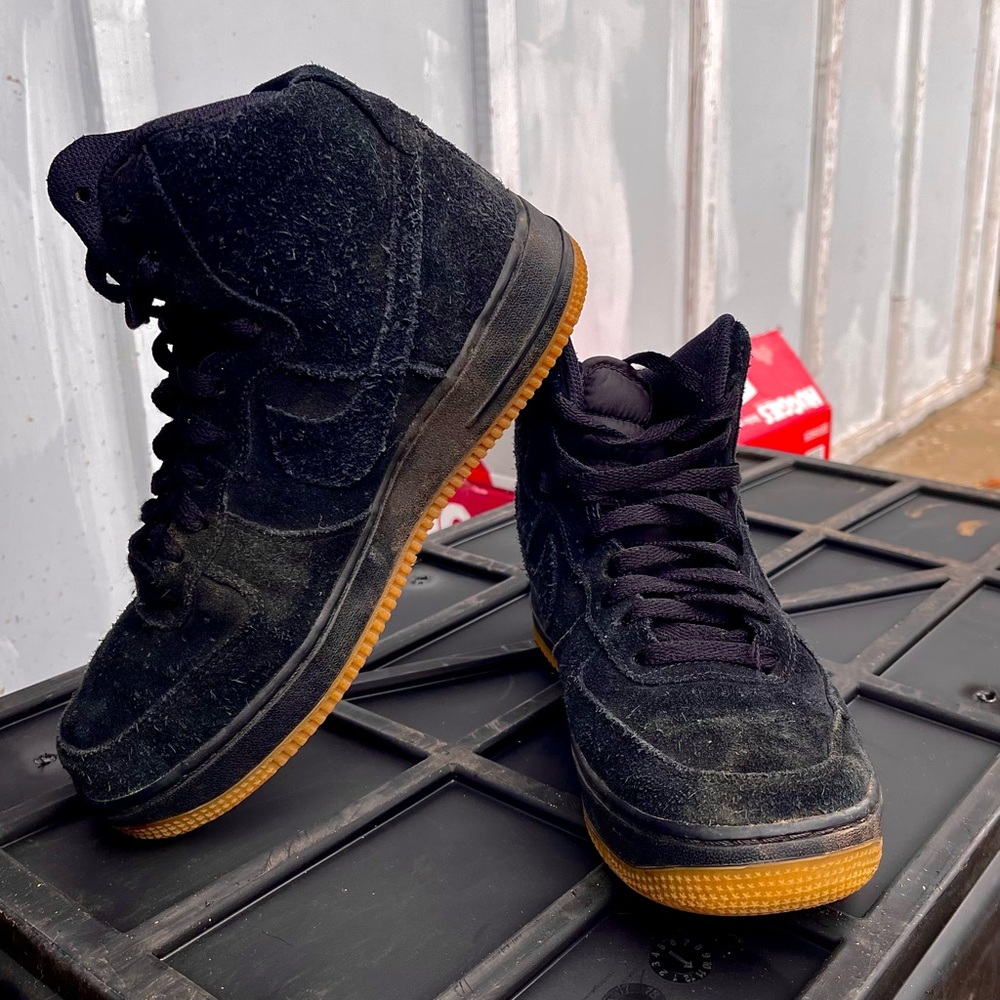 Nike Air Force 1 , 7Y, Black Suede